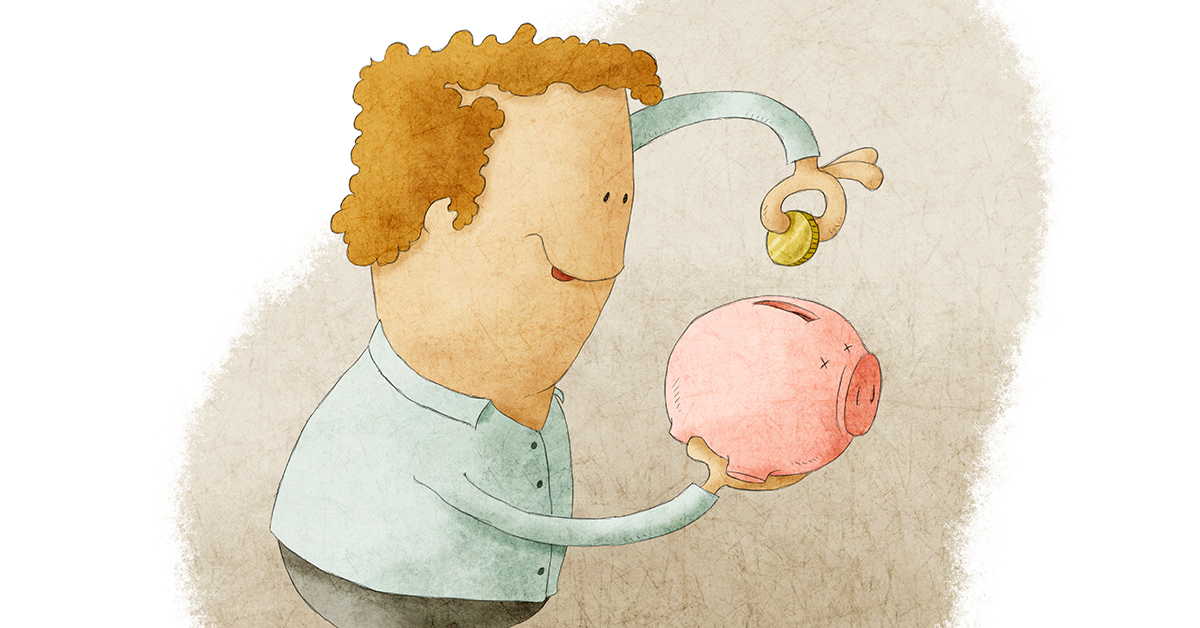 man_putting_coin_in_piggy_bank